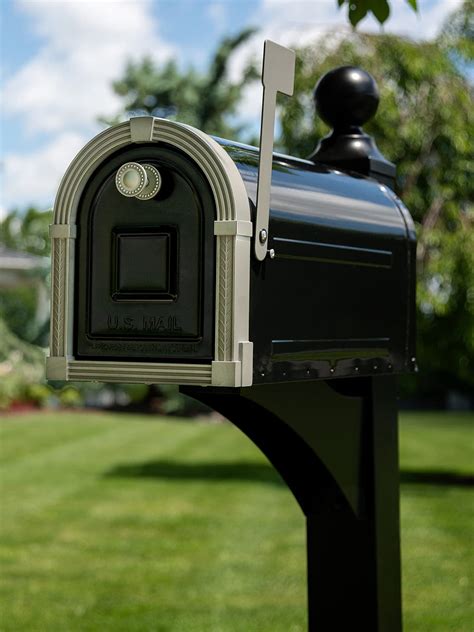 brushed steel post box|Brunswick Large, Steel, Post Mount Mailbox, Black with Brushed .